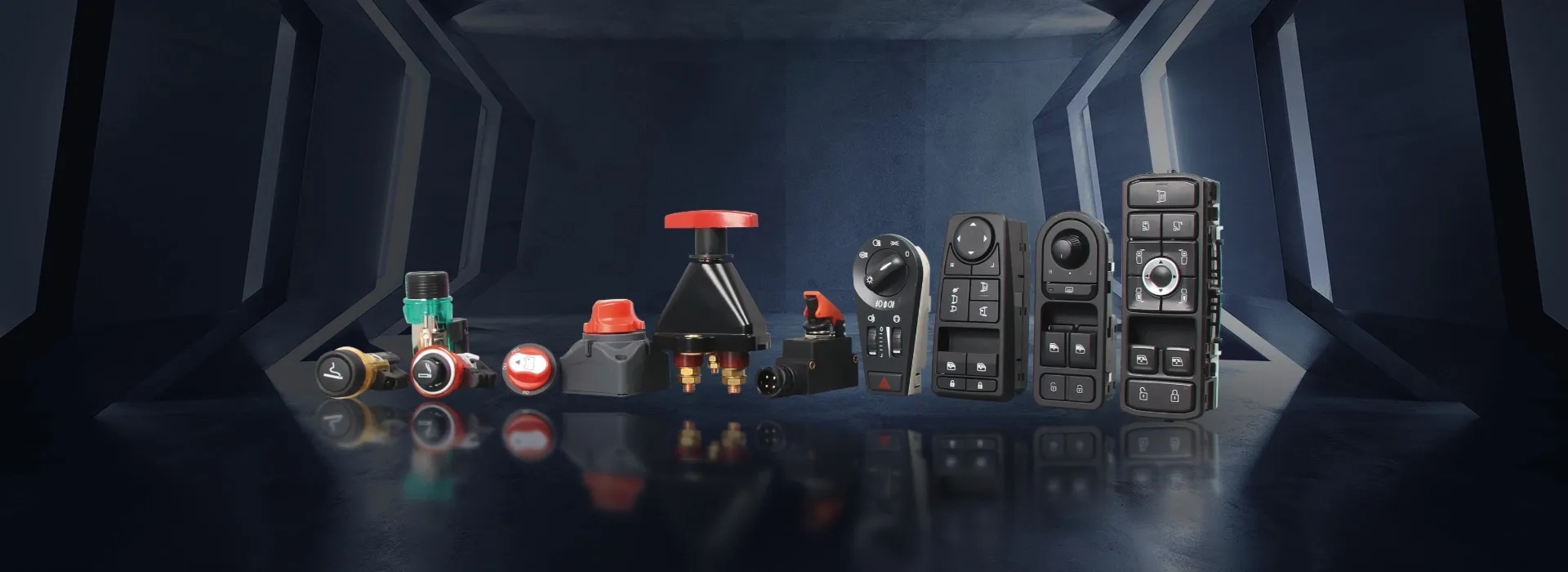 Truck switches and cabin electrical controls manufactured by PIRANA