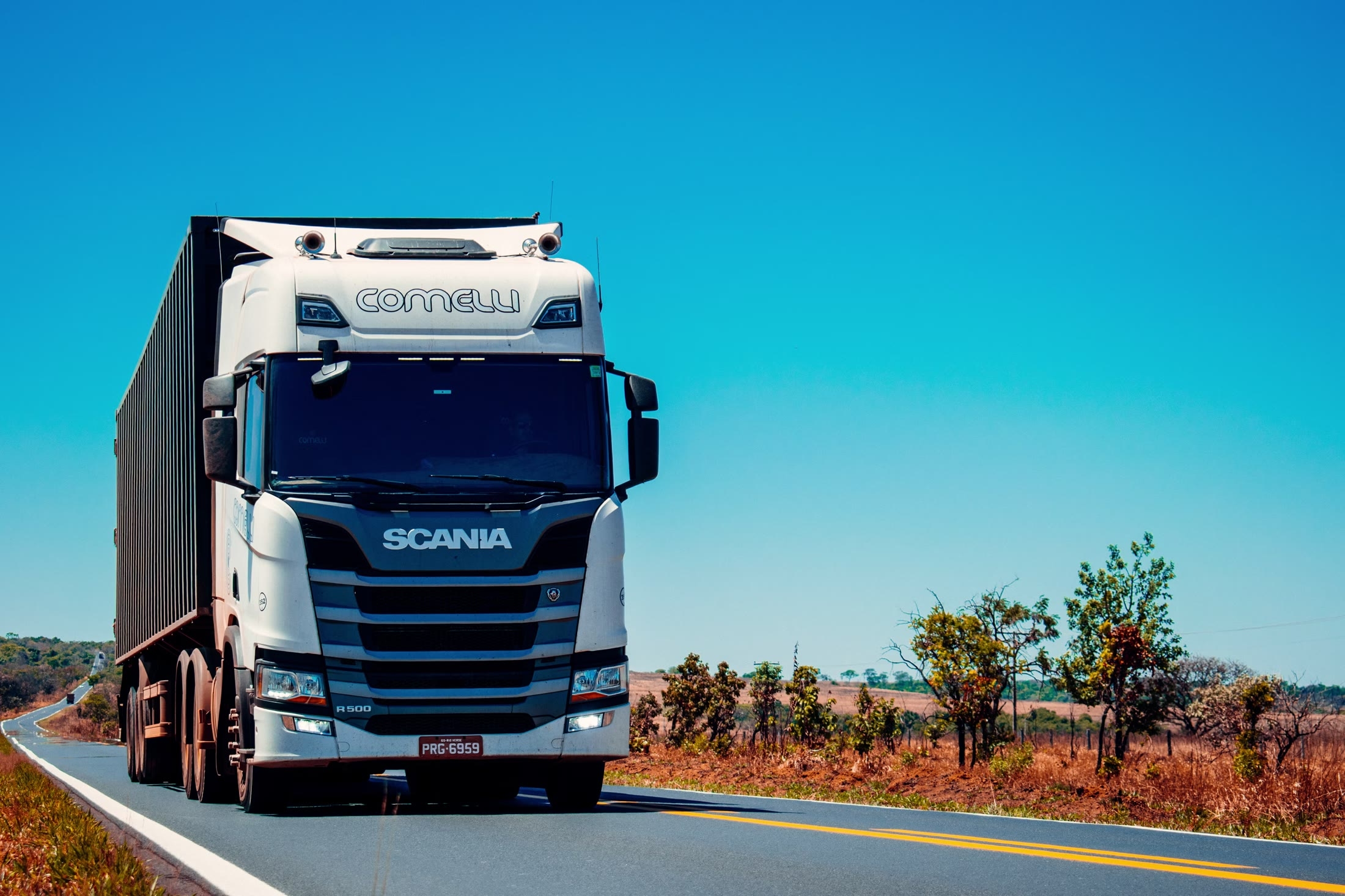 Scania commercial truck operating on an open highway